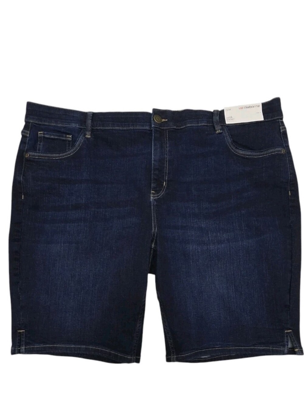 NWT Liz Claiborne Sara Jean Shorts 22W Slimming Dark Wash Denim Stretch Mid Rise